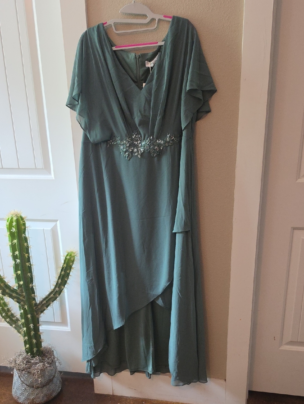 Ever Pretty Teal Beaded High-Low Evening Dress